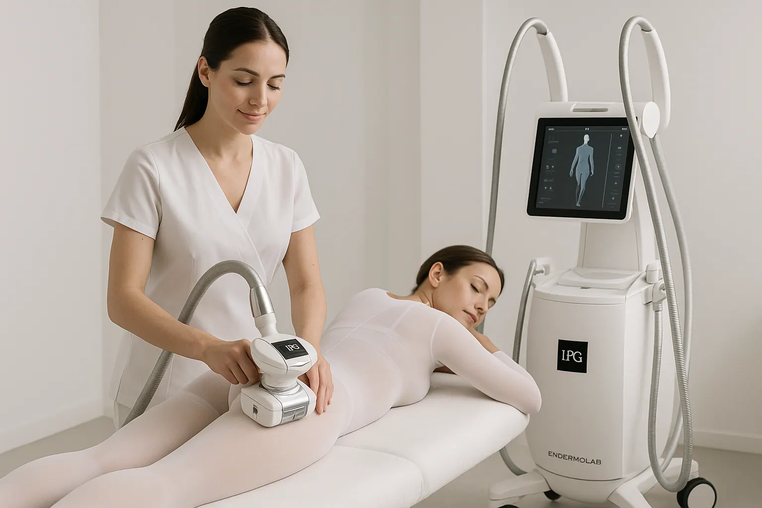 LPG Cellu M6 con el equipo y manípulo de la web anterior · Clínica Sacher en Ontinyent, Valencia.